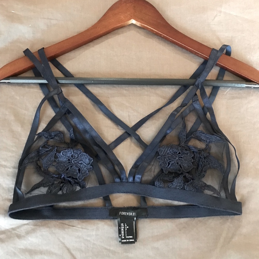 Strappy Bralette Floral Sheer